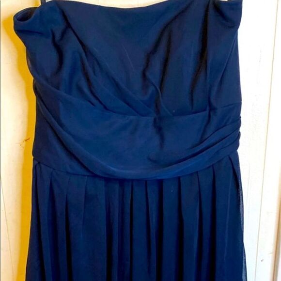 Alfred Sung Blue Drape Chiffon Evening Dress - Picture 1 of 4